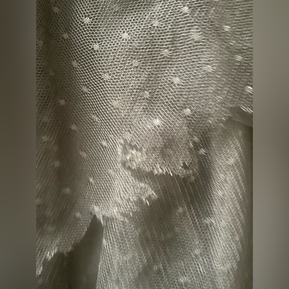 Anthropologie Chéri Ruffled Tulle Midi Skirt Green XS Tiered Flocked Dot - Picture 9 of 9